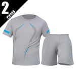 2/6 Pack Plus Size Men's Quick-drying Short-sleeved Shorts Suit Men's Leisure Sports Running Fitness T-shirt Joker Shorts Teen