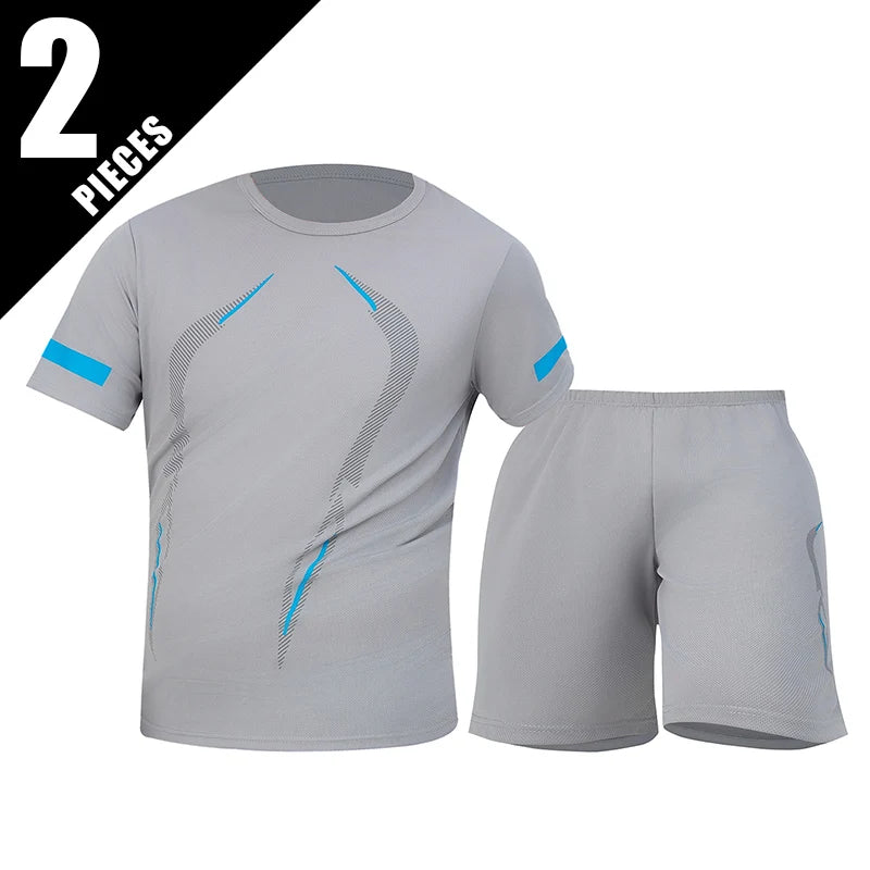 2/6 Pack Plus Size Men's Quick-drying Short-sleeved Shorts Suit Men's Leisure Sports Running Fitness T-shirt Joker Shorts Teen