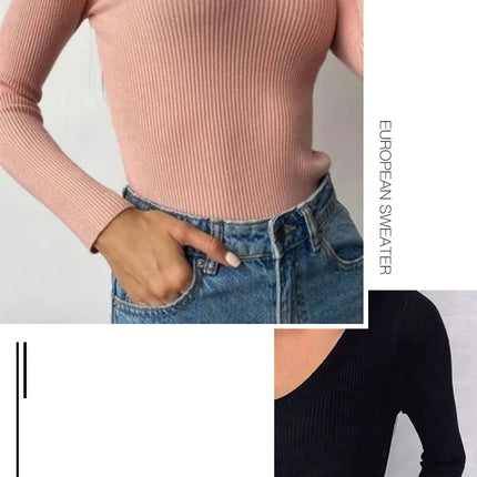 Women Solid Rib Knit V Neck Stripe Pull Sweater Autumn Femme Y2k Long Sleeve Pullover Jersey Tops Fashion Clothes