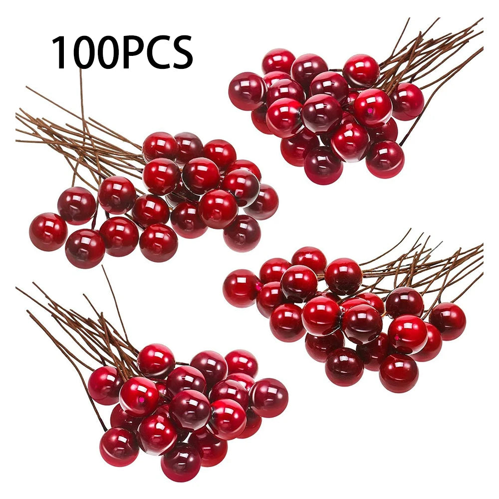 100pcs Simulated Berries Artificial Christmas Decoration Christmas Decoration Christmas Tree Accessories Home Decoration Props