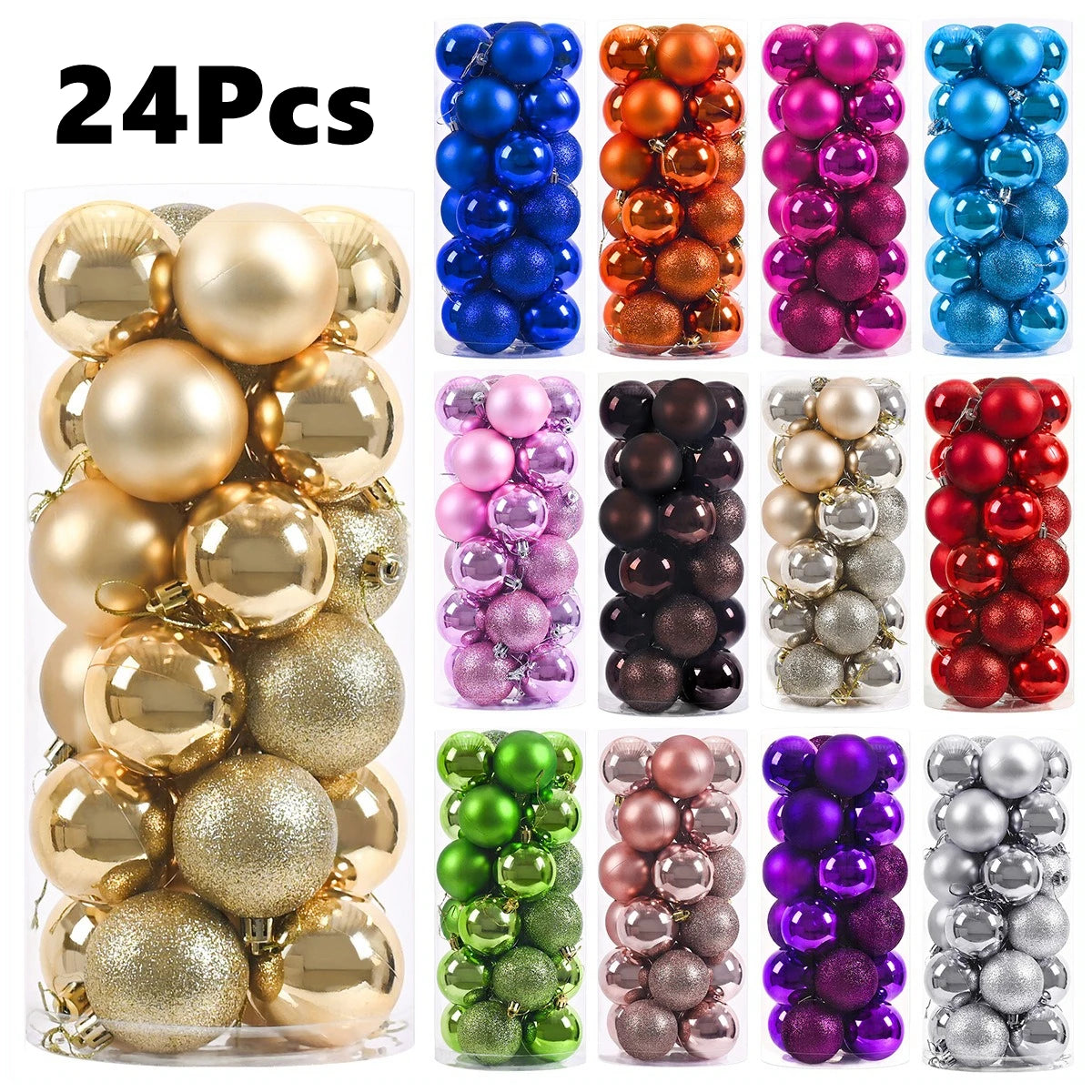 24Pcs 6CM Christmas Balls Decorations Hanging Christmas Tree Ornaments Pendants for Home Party Decor 2025 New Year Navidad Decor