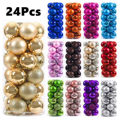 24Pcs 6CM Christmas Balls Decorations Hanging Christmas Tree Ornaments Pendants for Home Party Decor 2025 New Year Navidad Decor