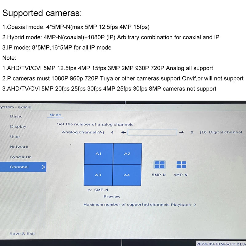 Smar CCTV DVR 4CH/8 Channel TVI CVi CVBS Hybrid 5 in 1 Video Recorder 5M-N Audio P2P for Coaxial IP Camera Human Motion Detect