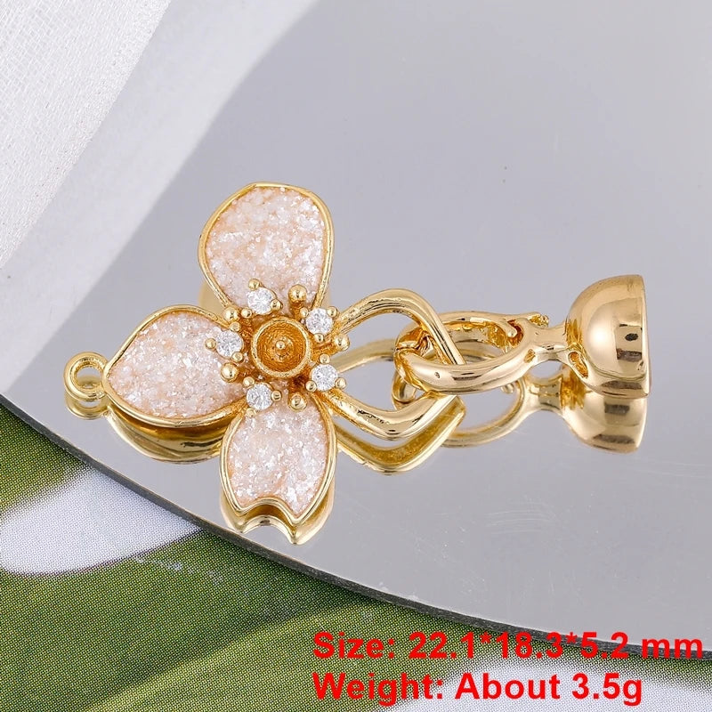 Juya Handmade 18K Gold Silver Plated Fastener Bail Connector Clasps Accessories For Needlework Pearls Beads Jewelry Making