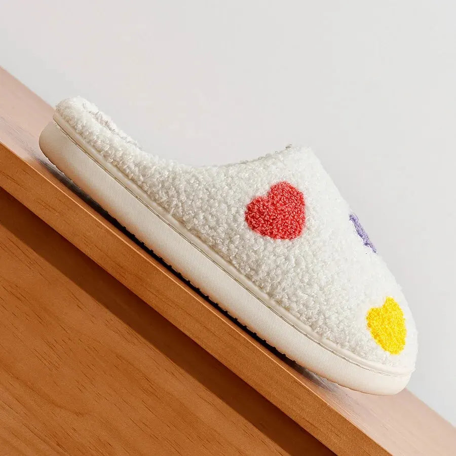 Women's Cute Small Heart Design Slippers Multicolor Winter Home Shoes Romantic Love Comfy Flat Girl Friend Gift Houseshoes