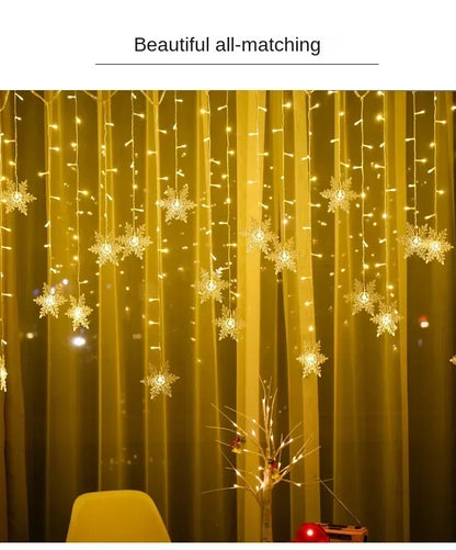 Indoor and Outdoor Christmas Snowflake LED String Lights Fairy Lights Curtain Lights Festoon Holiday Party New Year Decoration