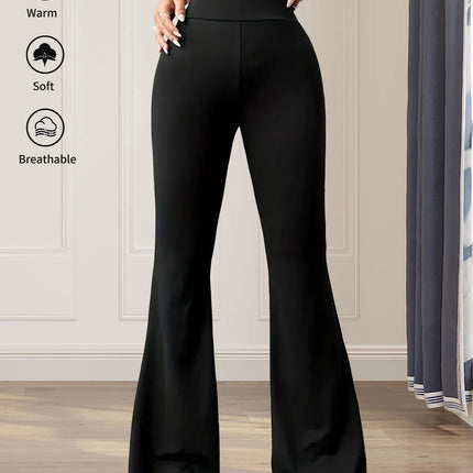 Women's spring and summer high waisted tight fitting flared pants, slim leg long black pants, thin wide leg pants for slim women