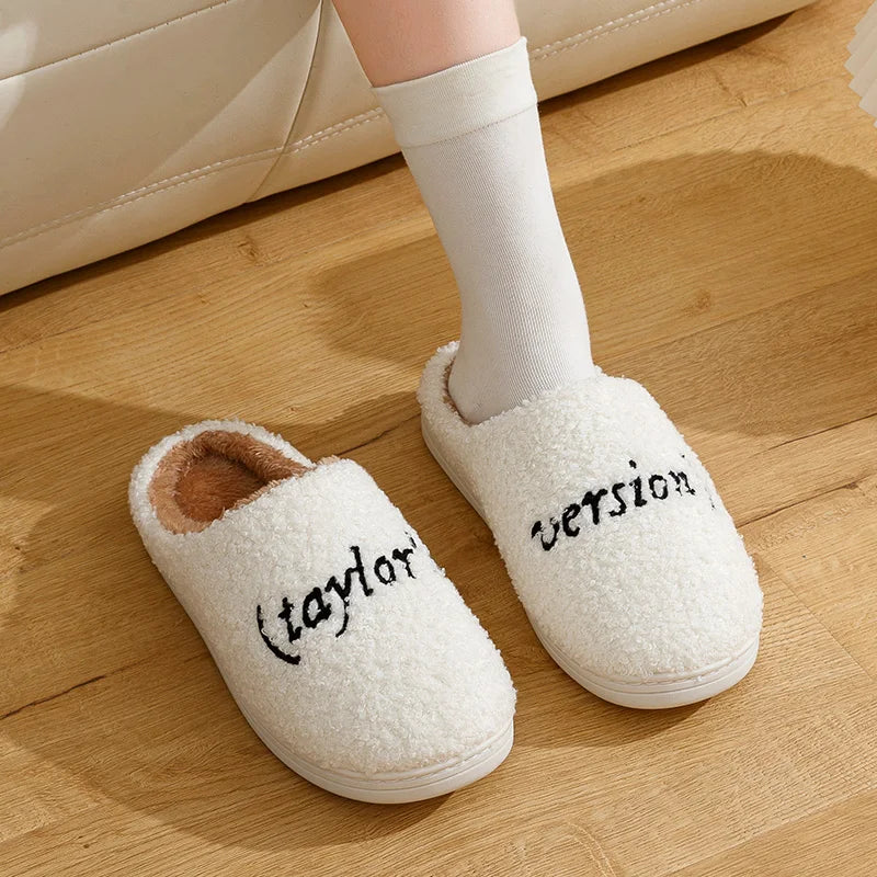 Fashion Version Slippers Winter Men's Women Home Warm Anti-slip Soft Sole Indoor Bedroom Couple Casual Plush Shoes