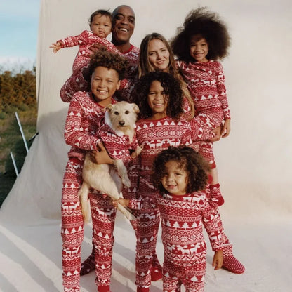 Family Christmas Pajamas 2024 Elk Print Matching Outfits Mother Daughter Look Pijama Children Pajama Set Winter Loungewear Pjs