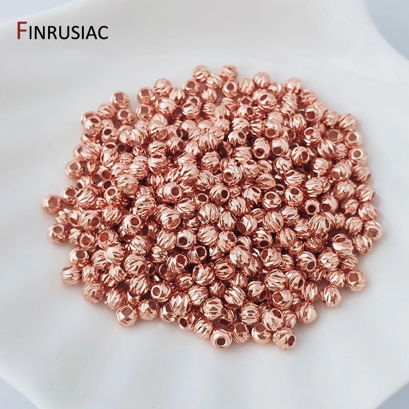 18K Gold Plated Brass Spacer Beads For Jewelry Making Materials,Separators For Beads, Striped Cut Flower Beads For Needlework