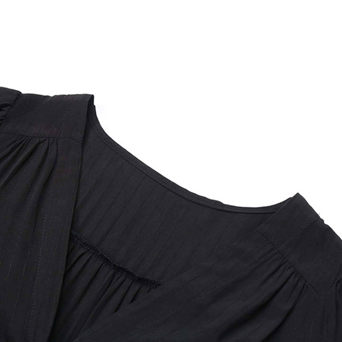 Women Classic Black Commute Casual Dress Sexy Long Sleeve Deep V High Slit T Shirt Dresses Elegance Chic Evenign Party Vestidos