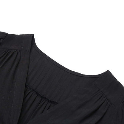 Women Classic Black Commute Casual Dress Sexy Long Sleeve Deep V High Slit T Shirt Dresses Elegance Chic Evenign Party Vestidos