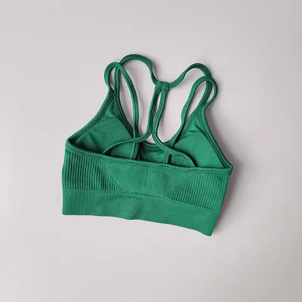 Women Breathable Sports Bra Shockproof Fitness Tops Gym Crop Top Brassiere Push Up Sport Bras Gym Workout Top Seamless Yoga Bra