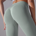 Crossover Waist Women Yoga Leggings Hips Lifting Gym Leggings Seamless Sport Pants High Waist Fitness Leggings Workout Running