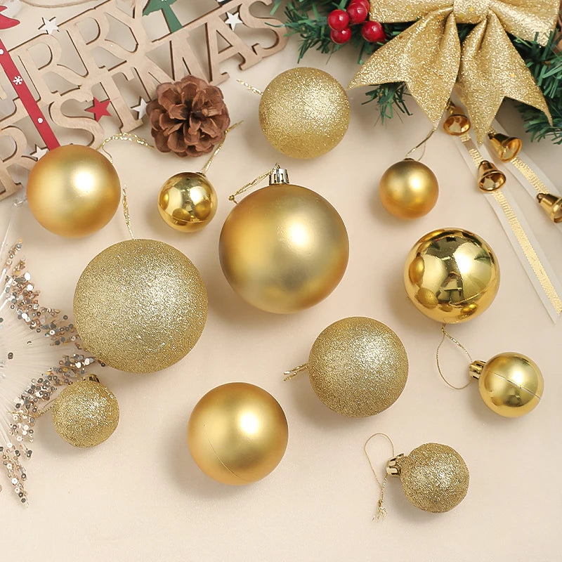 24Pcs Christmas Decoration 4-8CM Christmas Ball Xmas Tree Pendent Ornaments Home Decor Navidad New Year Party Supplies Accessory