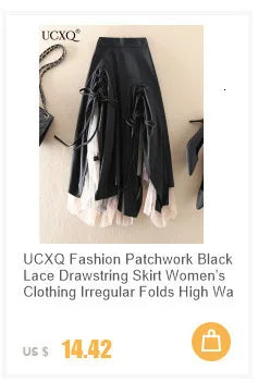 UCXQ Simple Luxury Multi Solid Colors Pleated Skirt For Women's Large Hem Folds A-line Skirts Female 2024 Spring Autumn 23A7004