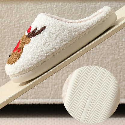 Christmas Deer Slippers Indoor Warm Slipper Women Men Bedroom Slipper Women Fuzzy Fluffy Slippers for Winter for Christmas Gift