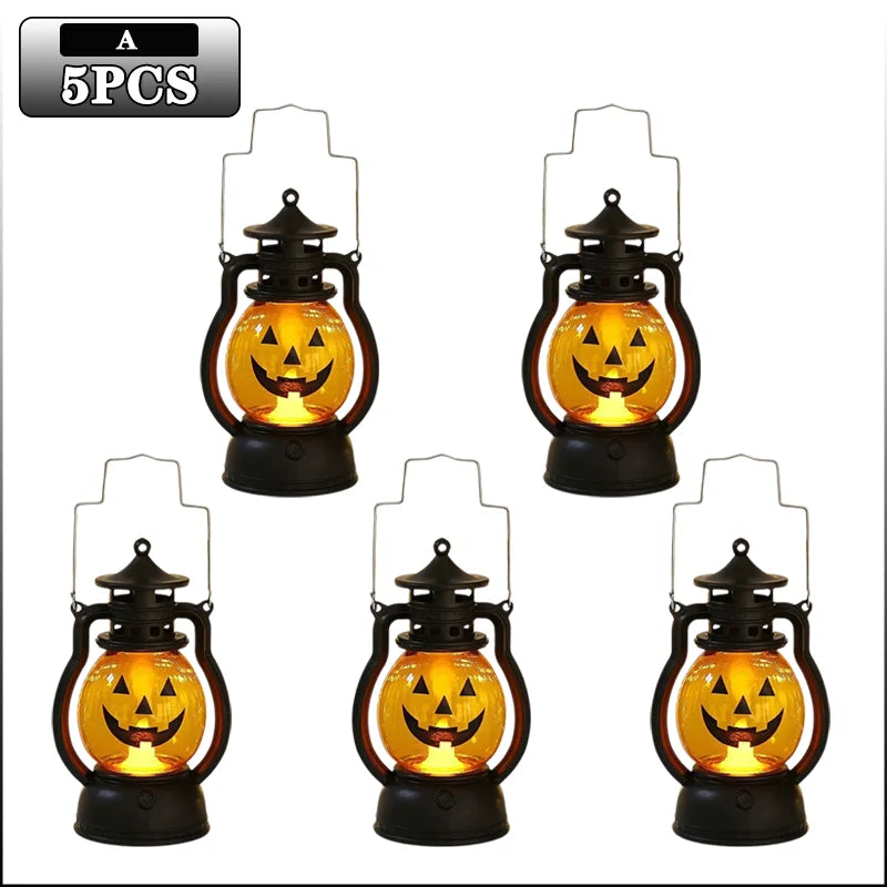 Halloween Pumpkin Ghost Face Lamp Portable Skull Decoration Light for Bar Party Table Atmosphere Prop Halloween Decor Use