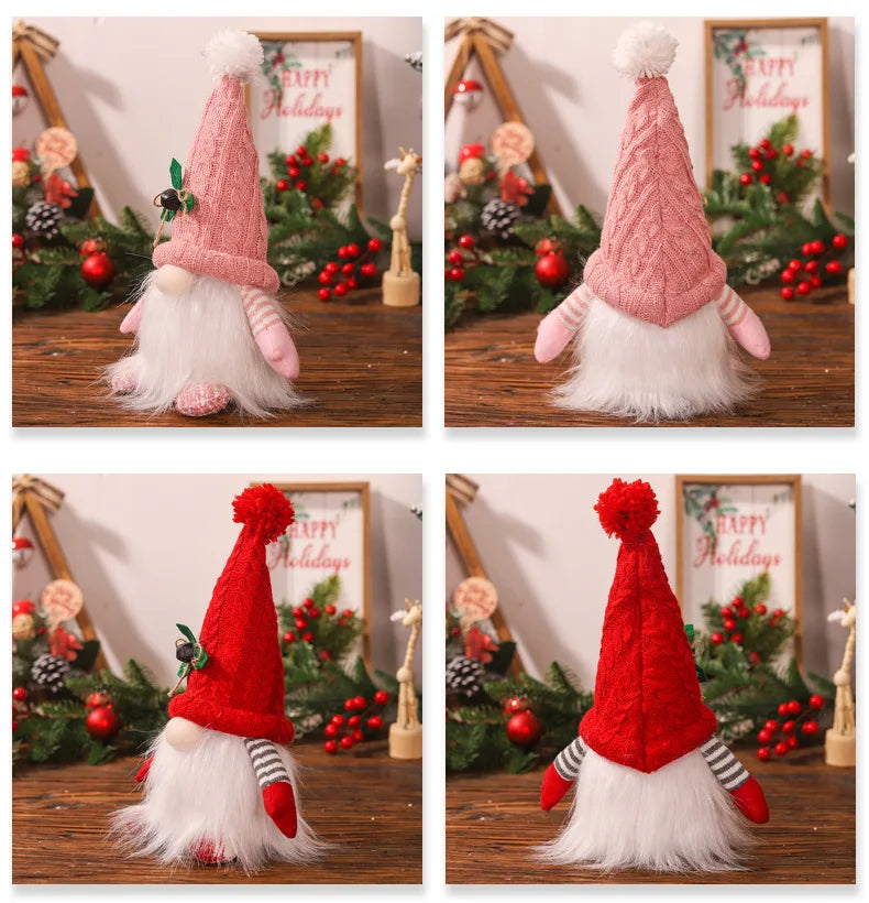 1~4pcs 2024 Christmas Doll Elf Knitted Gnome with Led Night Light Christmas Decorations for Home Xmas Navidad New Year 2025 Gift