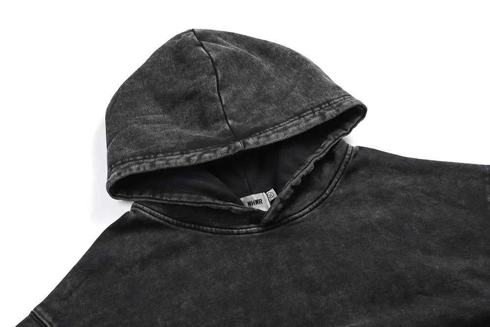 Vintage Washed Hoodies Men Women Cotton Retro Long Sleeve Harajuku Sweatshirts Fashion Loose Pullover Y2k Hip Hop Streetwear