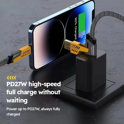4-in-1 USB C Charging Cable TypeC Lightning Connector Nylon Braided PD 65W 27W Fast Charging for iPhone Samsung Xiaomi Android