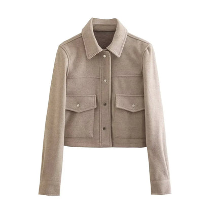 2024 Autumn New Product European and American Cross-border Women's Street Casual Fedora Shirt Woolen Jacket Top 8BS9568