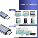 USB C to HDMI Cable 6.6ft 4K@60hz Braided Type-C to HDMI Cable Ultra High Speed Adapter Cable for MacBook Pixel iPad Dell