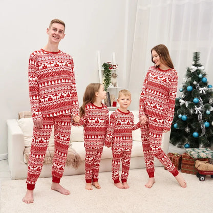 Family Christmas Pajamas 2024 Elk Print Matching Outfits Mother Daughter Look Pijama Children Pajama Set Winter Loungewear Pjs