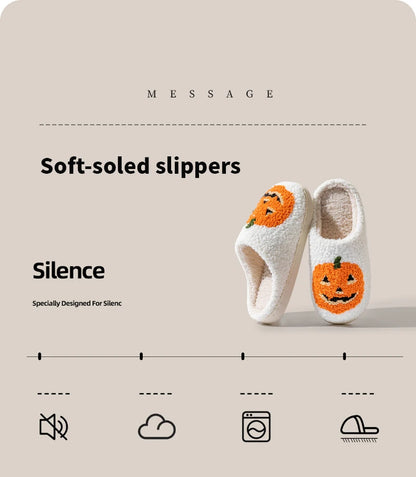 Christmas Home Warming Slippers for Women in Autumn and Winter Indoor Slip-Resistant Plush Home Shoes with Christmas Hat Unisex