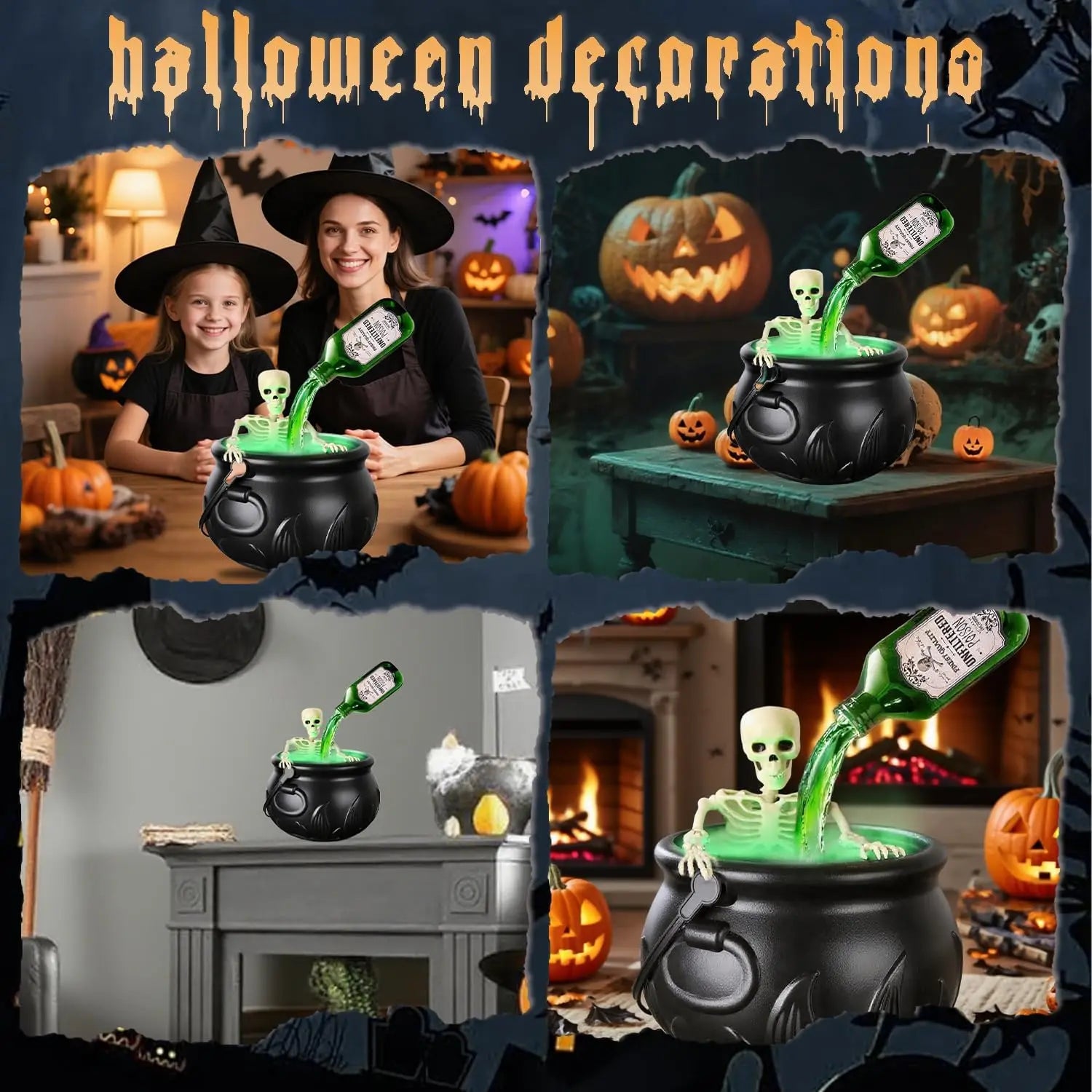Sets Witch Cauldron Decoration With Magic Levitation Potion Bottle And Atomizer Dark Plastic Magic Basin Suitable for Halloween