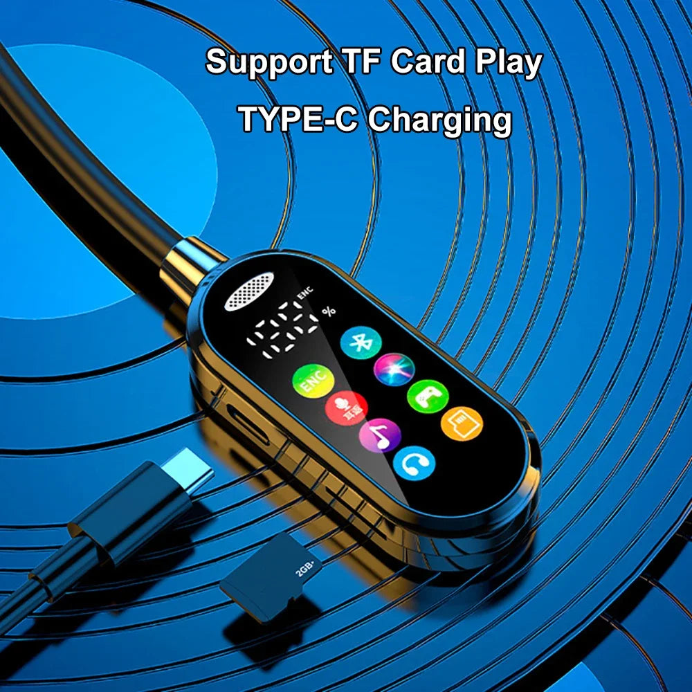Neckband Headphones with Noise Reduction and Color Screen