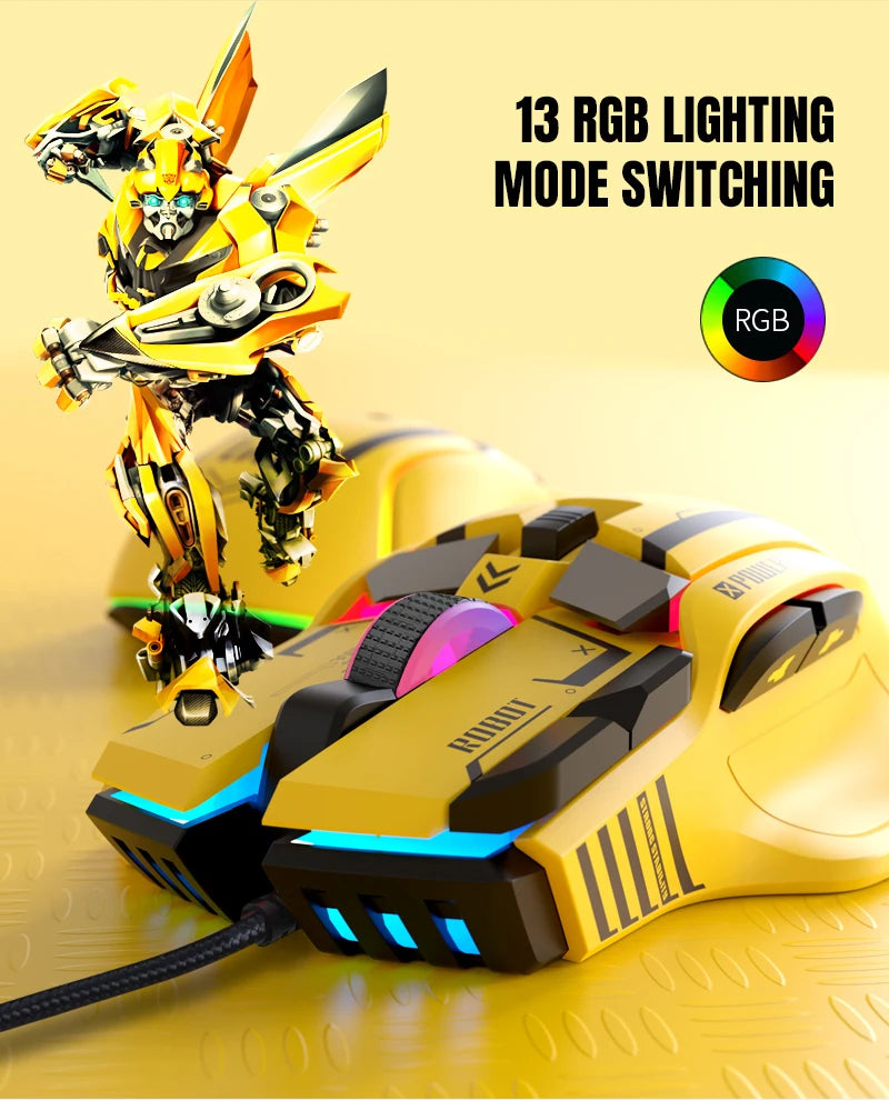 G6 Gaming Mouse Wired 128000DPI ChipA826 RGB Macro-programmable Ergonomic design superior for Gaming and Work