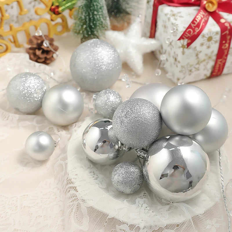24Pcs Christmas Decoration 4-8CM Christmas Ball Xmas Tree Pendent Ornaments Home Decor Navidad New Year Party Supplies Accessory