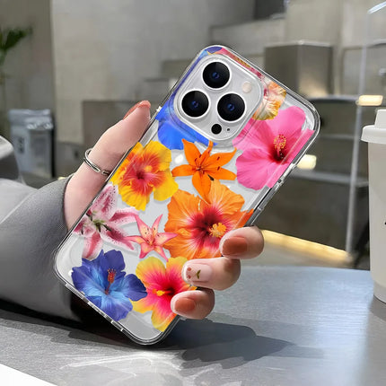 Transparent Cover Phone Case For iPhone 16 15 Pro Max 14 13 12 11 XS X XR 7 8 Plus SE2 Feshon Flowers Pattern