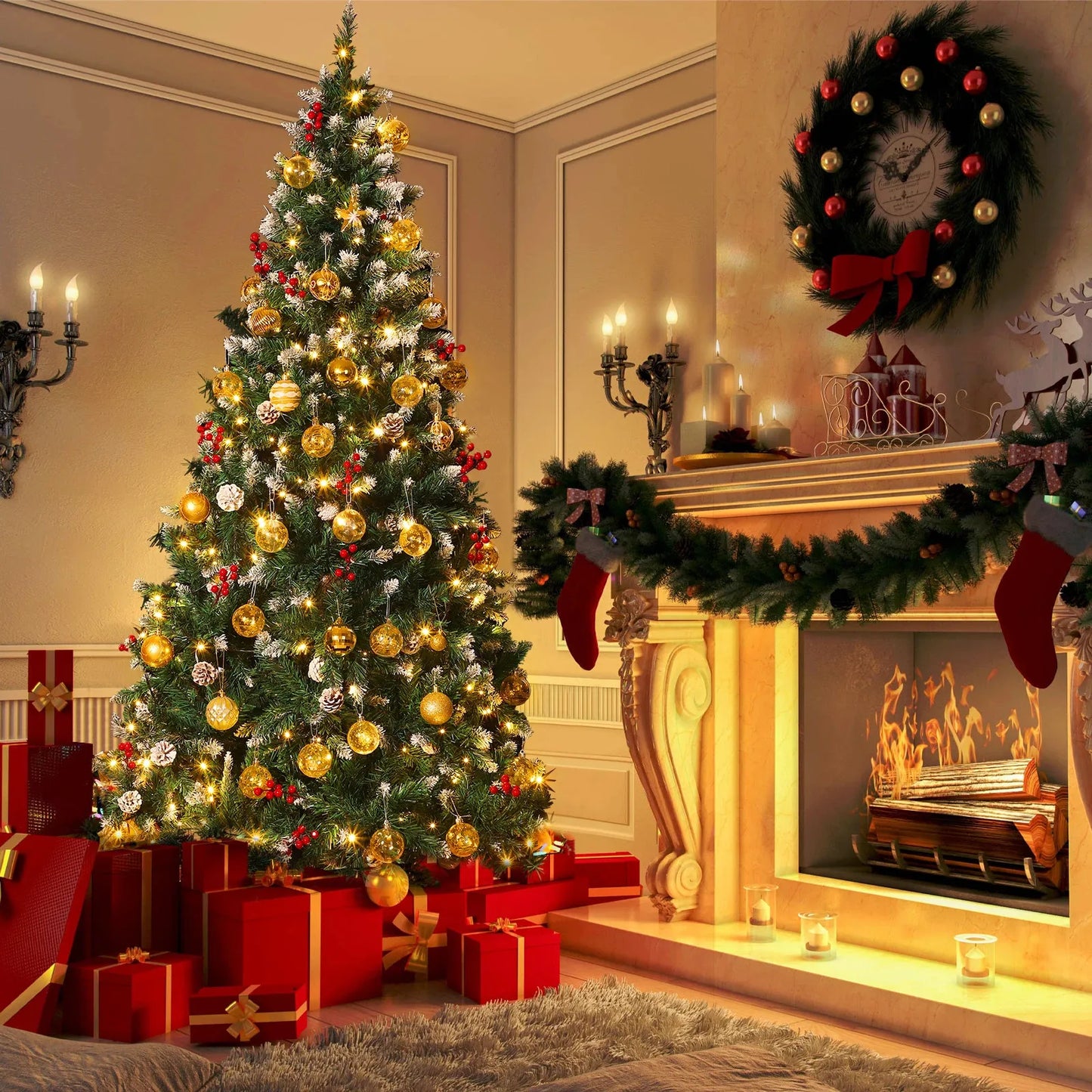 [UK STOCK] 90cm-210cm Christmas tree PVC Green Tree Christmas Artificial Tree,Christmas tree Indoor Outdoor DIY Christmas tree