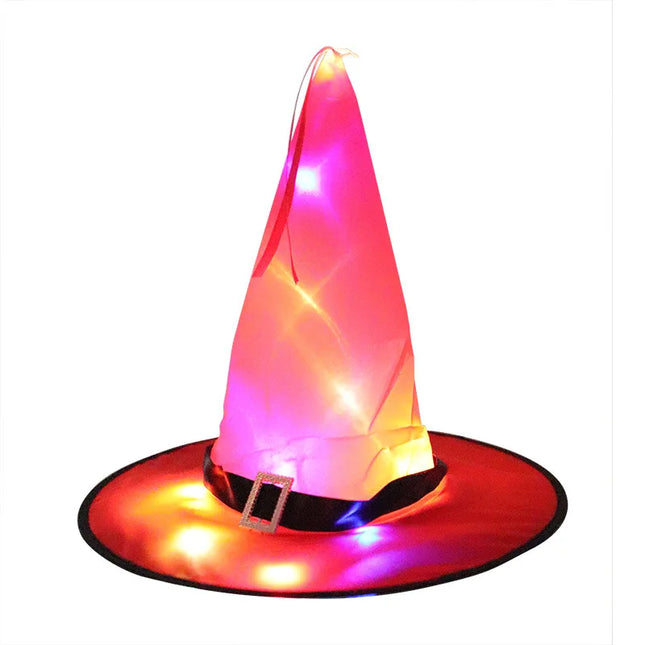 LED Halloween Flashing Light Witch Hat Starry Sky Ghost Festival Dress Up Glowing Elf Ghost Hat Lamp Home Decoration