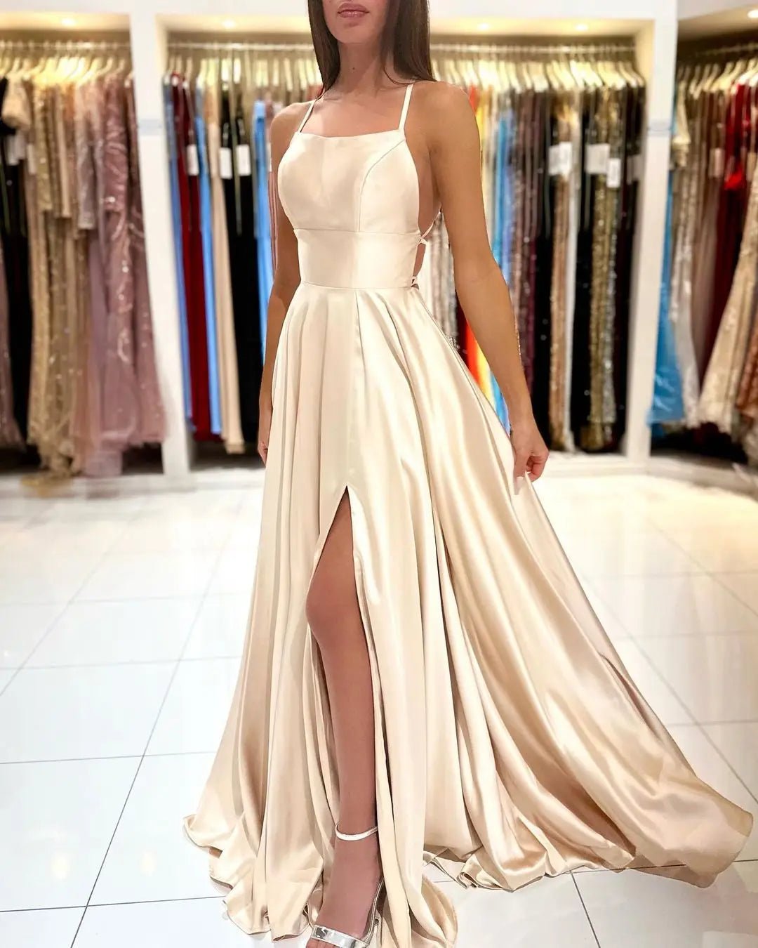 Navy Blue Bridesmaid Dress For Weddings Woman Guest 2022 Sexy Spaghetti Straps Split Prom Party Gowns Long Maid Of Honor Dresses