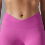 Crossover Waist Women Yoga Leggings Hips Lifting Gym Leggings Seamless Sport Pants High Waist Fitness Leggings Workout Running