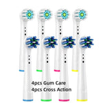 4/8PCS Replacement Brush Heads for Oral B Electric Toothbrushes Floss Cross Action 3D Pro White Precision Standard Daily Clean