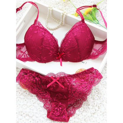 Women Sexy Lingerie Set Fashion Lace Lingerie Sets For Ladies Soild Color Bra Comfortable Intimates Underwear Suit Female