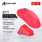 Attack Shark X11 Tri-Mode Connection 2.4GHz/Wired/Bluetooth PAW3311 22K000DPI 400IPS RGB  PC Gaming Mouse