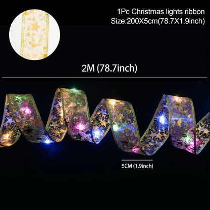 Christmas Decorations LED Ribbon Lights Christmas Tree Ornaments DIY Fairy Lights String Navidad Natal Home Decors New Year 2023
