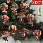 A Set of 10Pcs Santa Claus Parachute Series Handmade Wooden Hanging Ornaments - Perfect Holiday Gift Decoration for Home and Garden