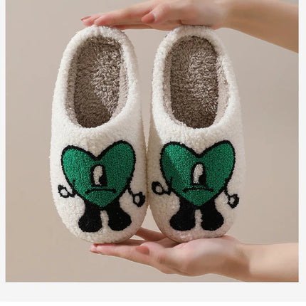 Winter Home Warm Women Slippers House Girl Fur Cute Bad Bunny Love Cushion Slides Bedroom Ladies Cotton Female Plush Shoes