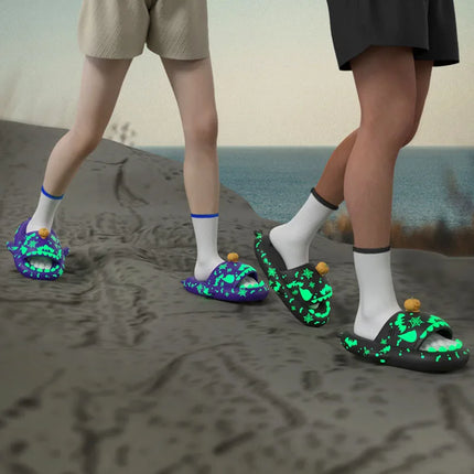 Luminous Shark Slippers Christmas Halloween Pumpkin DIY Shoes Woman Men Platform Sandals Anti Slip Couples Indoor Beach Slides