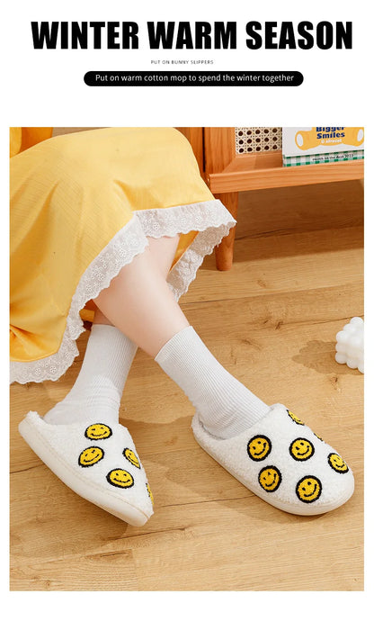 Little Cute Smile Face Slippers Houseshoes Women's House Smile Ladies Indoor Winter Fluffy Cozy Home Comfy Women Shoes