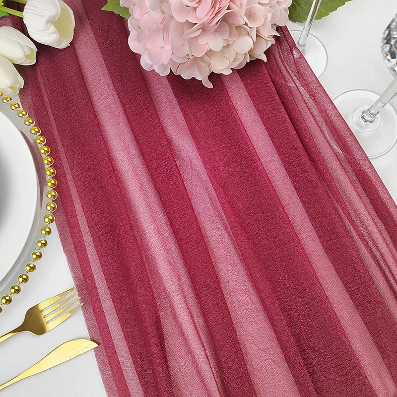 Chiffon Table Runner Sheer Fabric Silk for Boho Sheer Fabric Wedding Arch Overlay Draping Decoration Birthday Party Table Decor