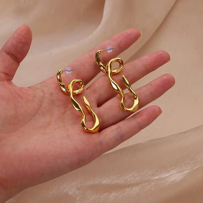 Stainless Steel Earring for Women Heart Zircon Gold Color Hoop Earrings Vintage Waterproof Ear Piercing Jewelry Accessories Gift