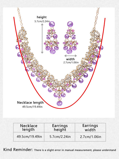 Itacazzo Fashion Bridal Jewelry Set, Fashionable Necklace/Earrings Suitable for Women's Wedding and Party Occasions