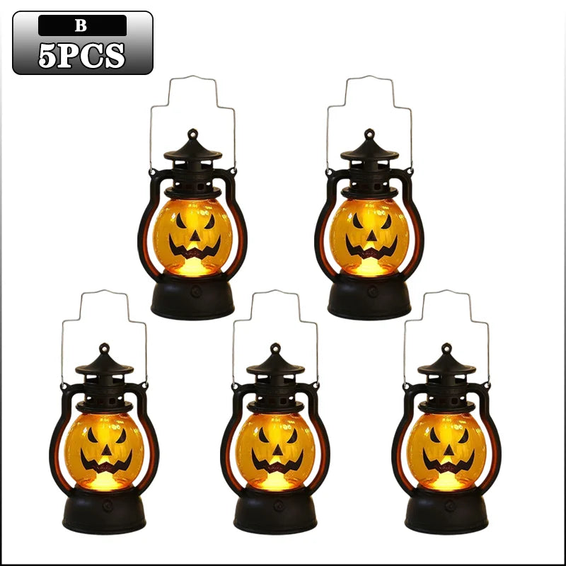 Halloween Pumpkin Ghost Face Lamp Portable Skull Decoration Light for Bar Party Table Atmosphere Prop Halloween Decor Use